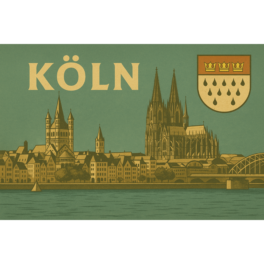 Köln Tasse im Retro-Stil – Mit Wappen & Panorama der 60er Jahre
