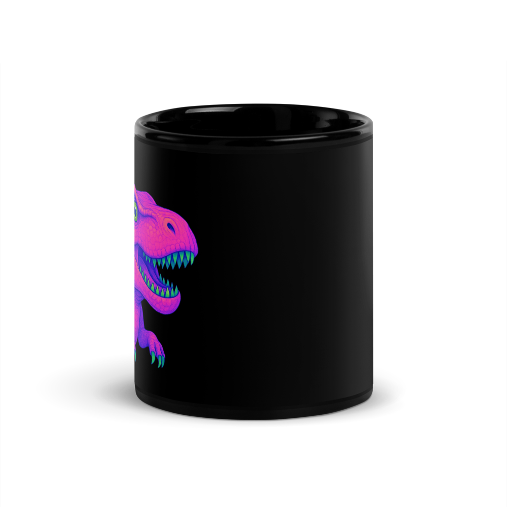 Schwarzer Keramikbecher mit Neon Dino-Motiv - für Kinder
