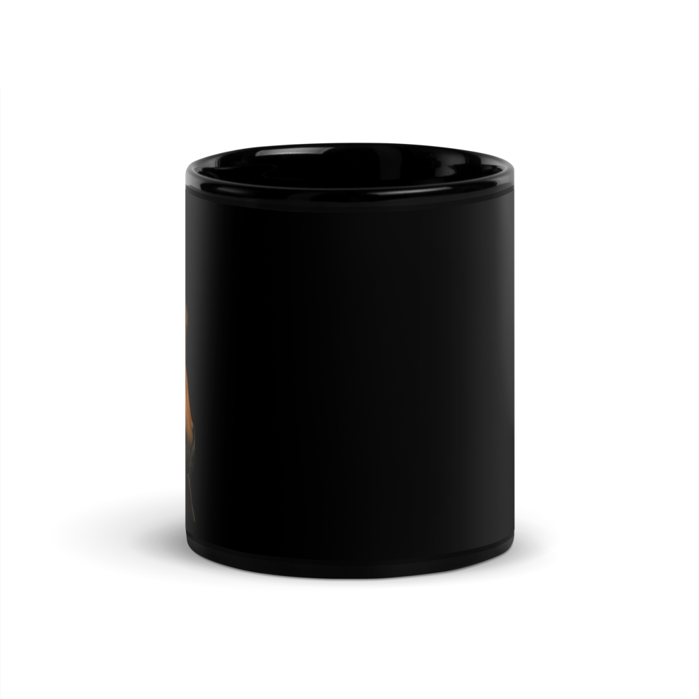 Elegante Pferdetasse – Schwarze Keramik mit naturgetreuem Motiv