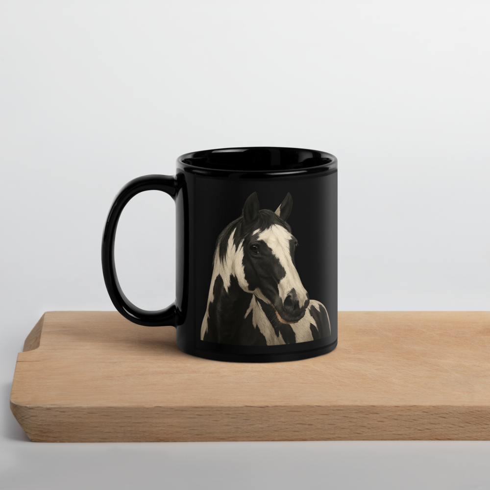 Wunderschöne Pferdetasse – Schwarze Keramik mit naturgetreuem Motiv