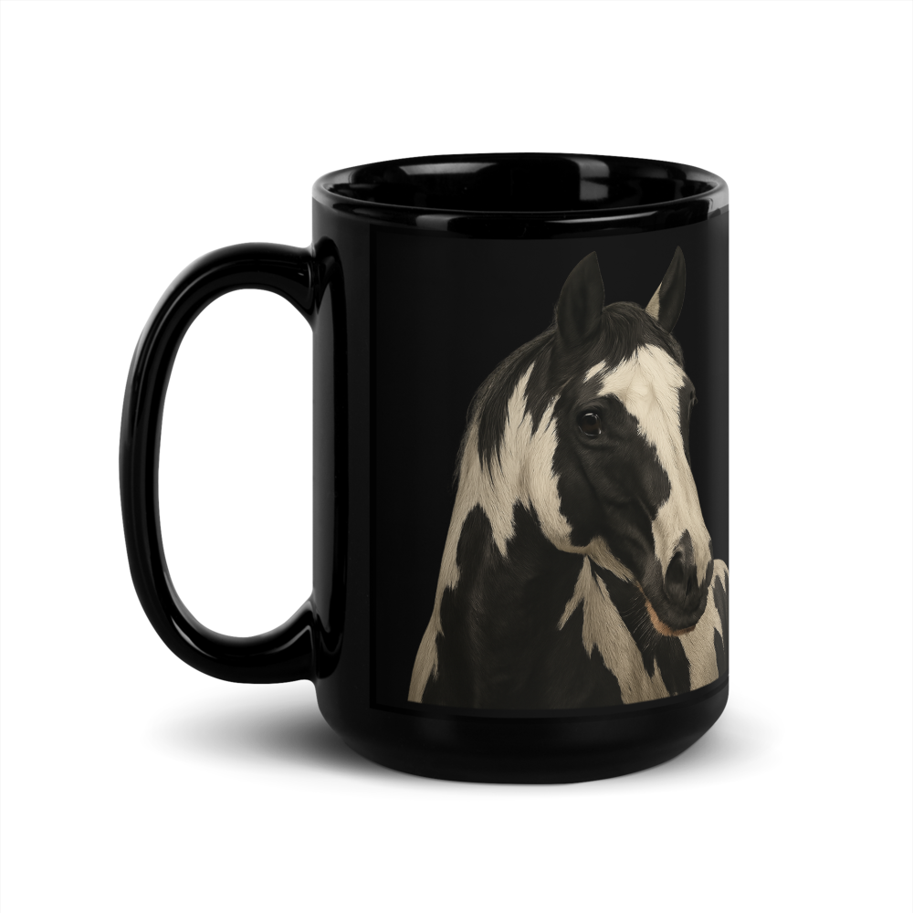 Wunderschöne Pferdetasse – Schwarze Keramik mit naturgetreuem Motiv