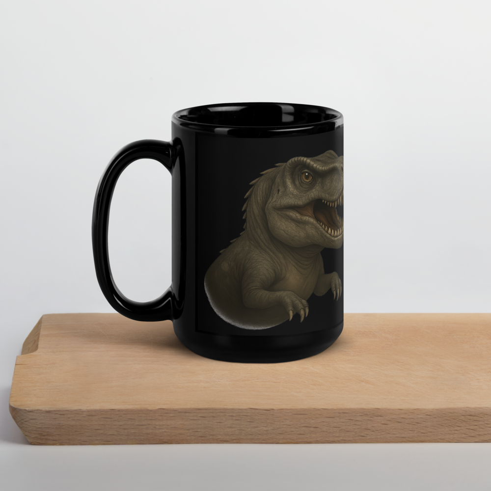 Schwarzer Keramikbecher mit Dino-Motiv - für Kinder