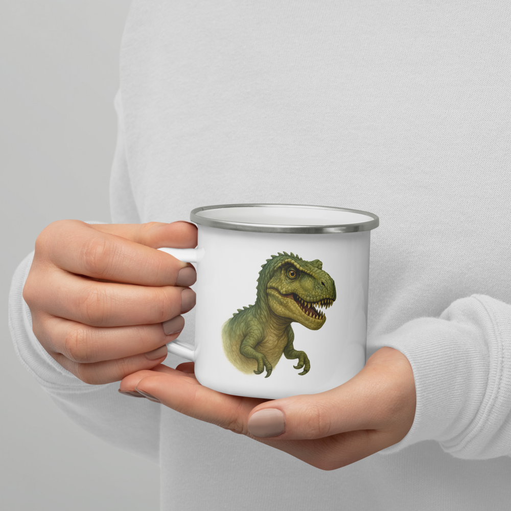Dino Camper Emaille-Tasse für Kinder – Robust & Leicht