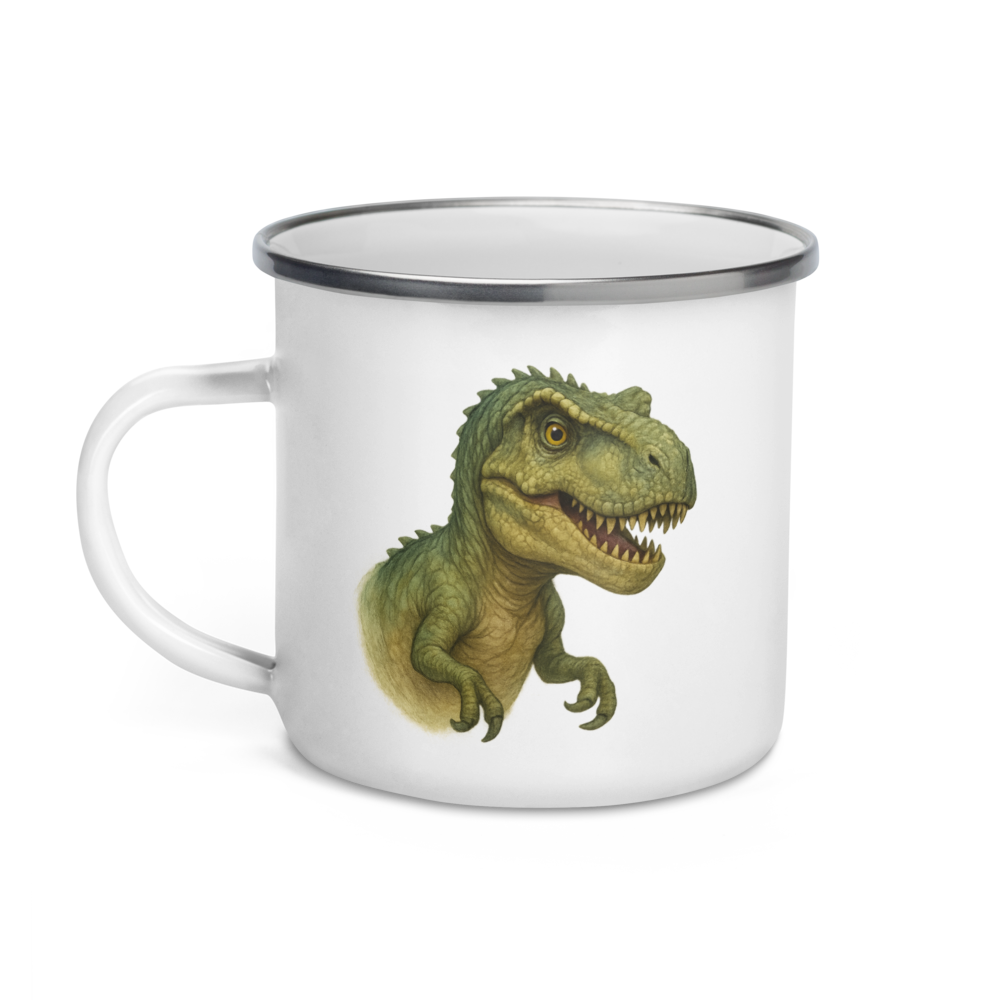 Dino Camper Emaille-Tasse für Kinder – Robust & Leicht