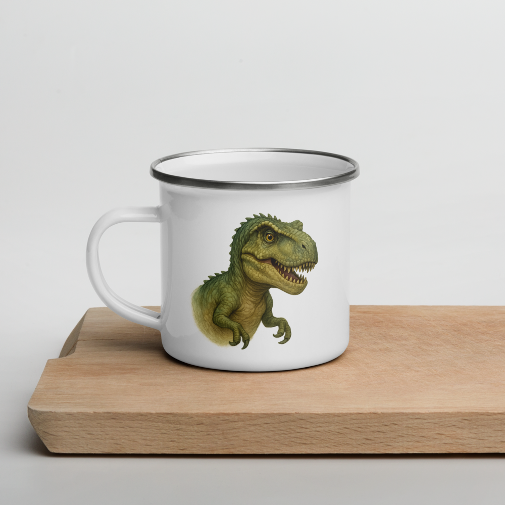 Dino Camper Emaille-Tasse für Kinder – Robust & Leicht
