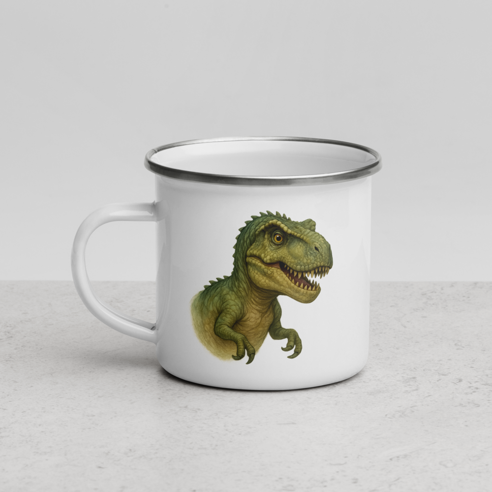 Dino Camper Emaille-Tasse für Kinder – Robust & Leicht