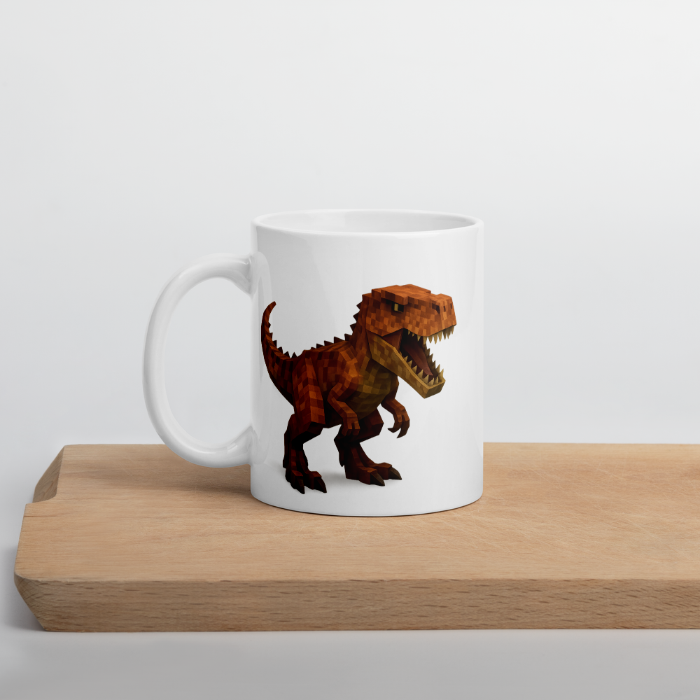 Coole Dino-Tasse im Pixel-Blockstil – perfekt für kleine Dino-Fans!