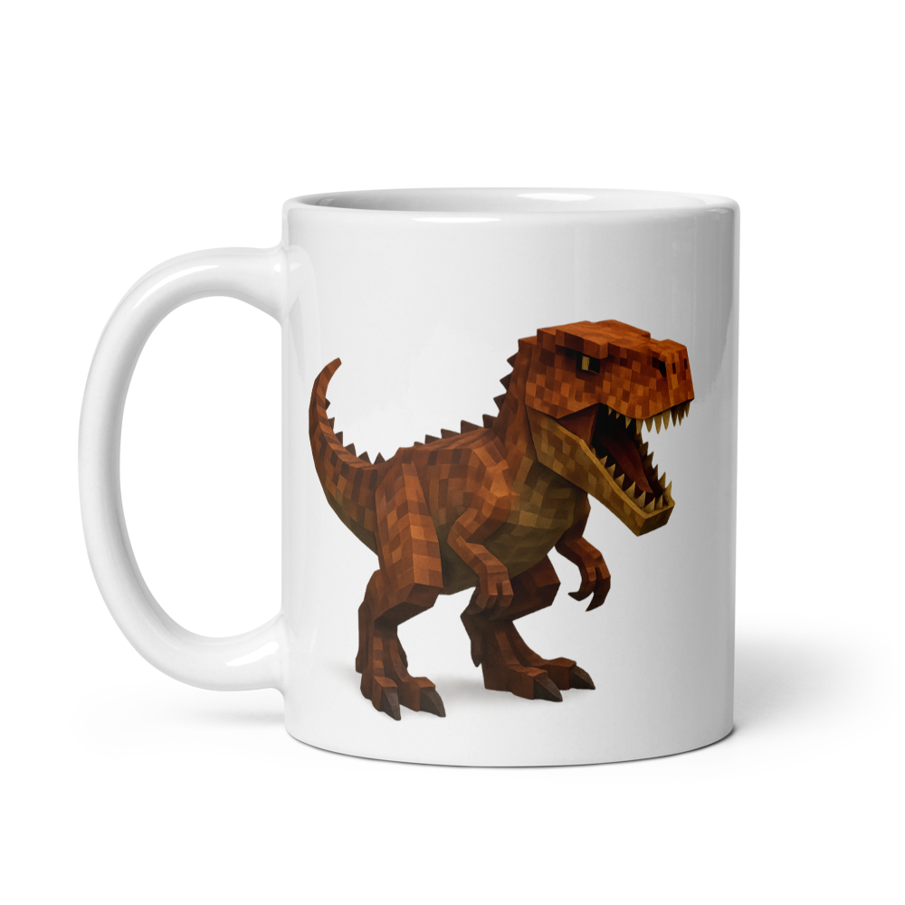 Coole Dino-Tasse im Pixel-Blockstil – perfekt für kleine Dino-Fans!