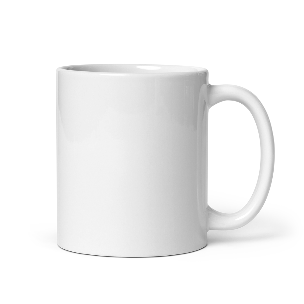 Grumpy Cat – Weiße, glänzende Tasse im Pixelbauwelt-Stil