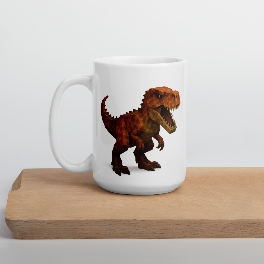 Coole Dino-Tasse im Pixel-Blockstil – perfekt für kleine Dino-Fans!
