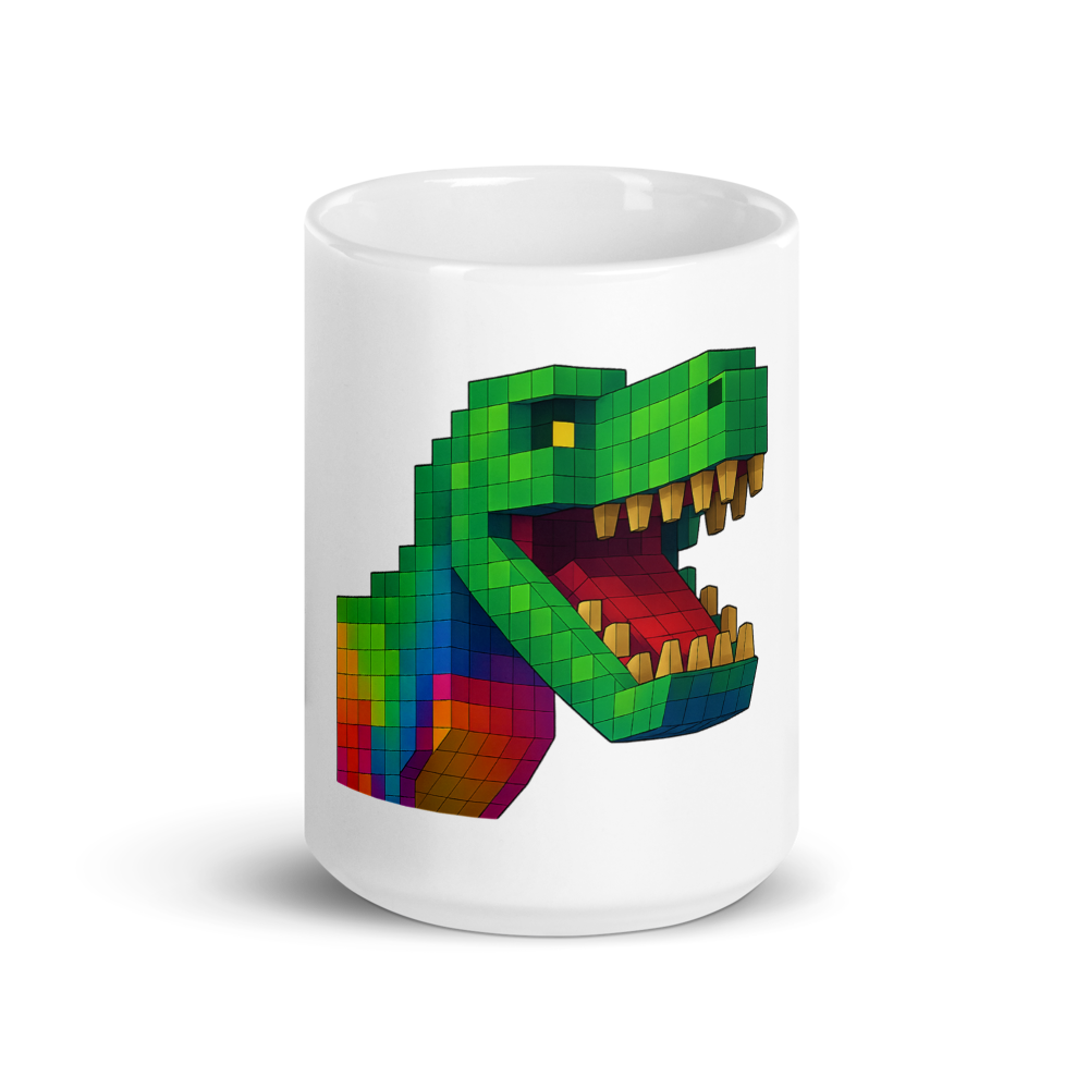 Pixelbauwelt Dino Keramiktasse – Bunt und gefährlich!