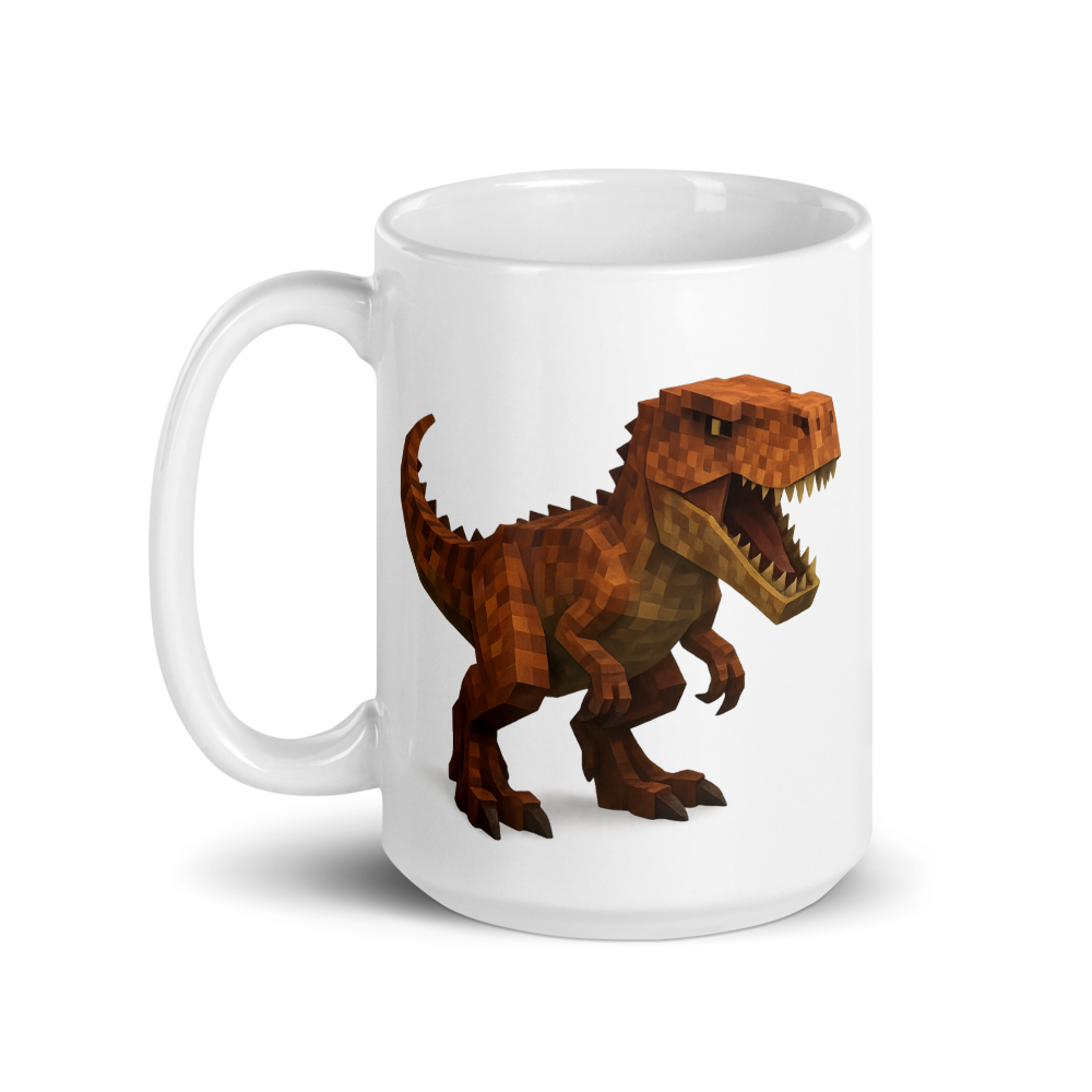 Coole Dino-Tasse im Pixel-Blockstil – perfekt für kleine Dino-Fans!