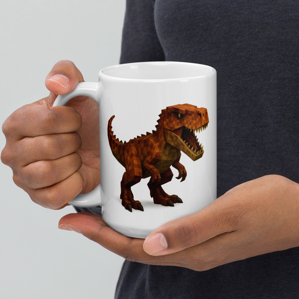Coole Dino-Tasse im Pixel-Blockstil – perfekt für kleine Dino-Fans!