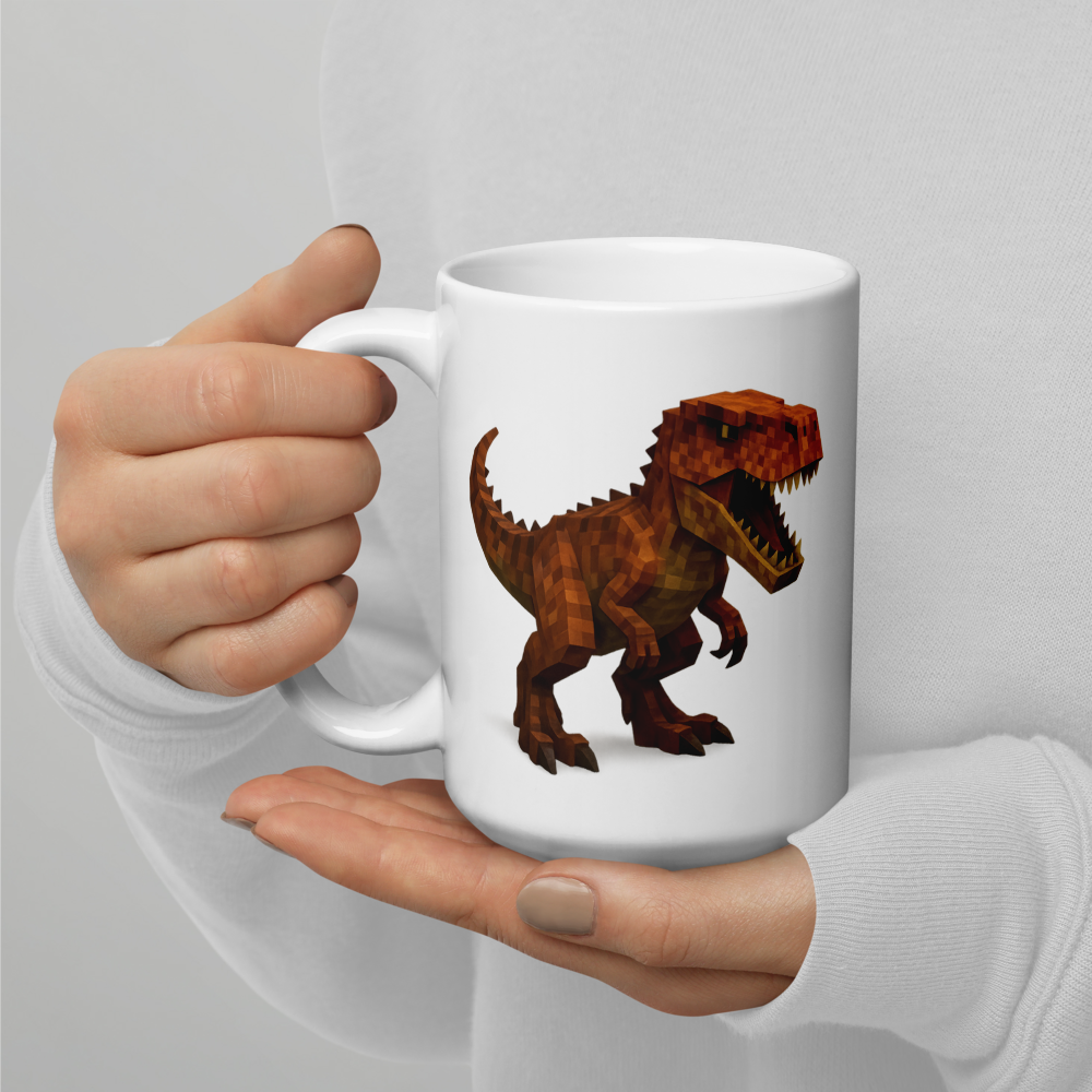 Coole Dino-Tasse im Pixel-Blockstil – perfekt für kleine Dino-Fans!