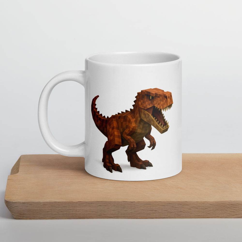 Coole Dino-Tasse im Pixel-Blockstil – perfekt für kleine Dino-Fans!
