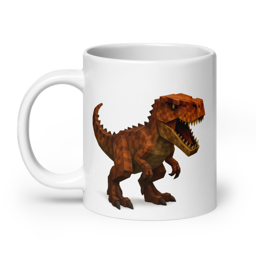 Coole Dino-Tasse im Pixel-Blockstil – perfekt für kleine Dino-Fans!