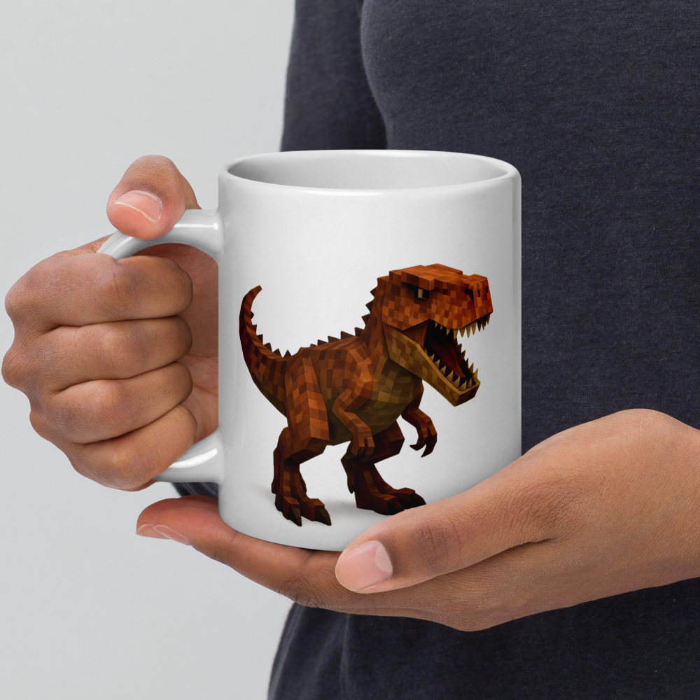 Coole Dino-Tasse im Pixel-Blockstil – perfekt für kleine Dino-Fans!