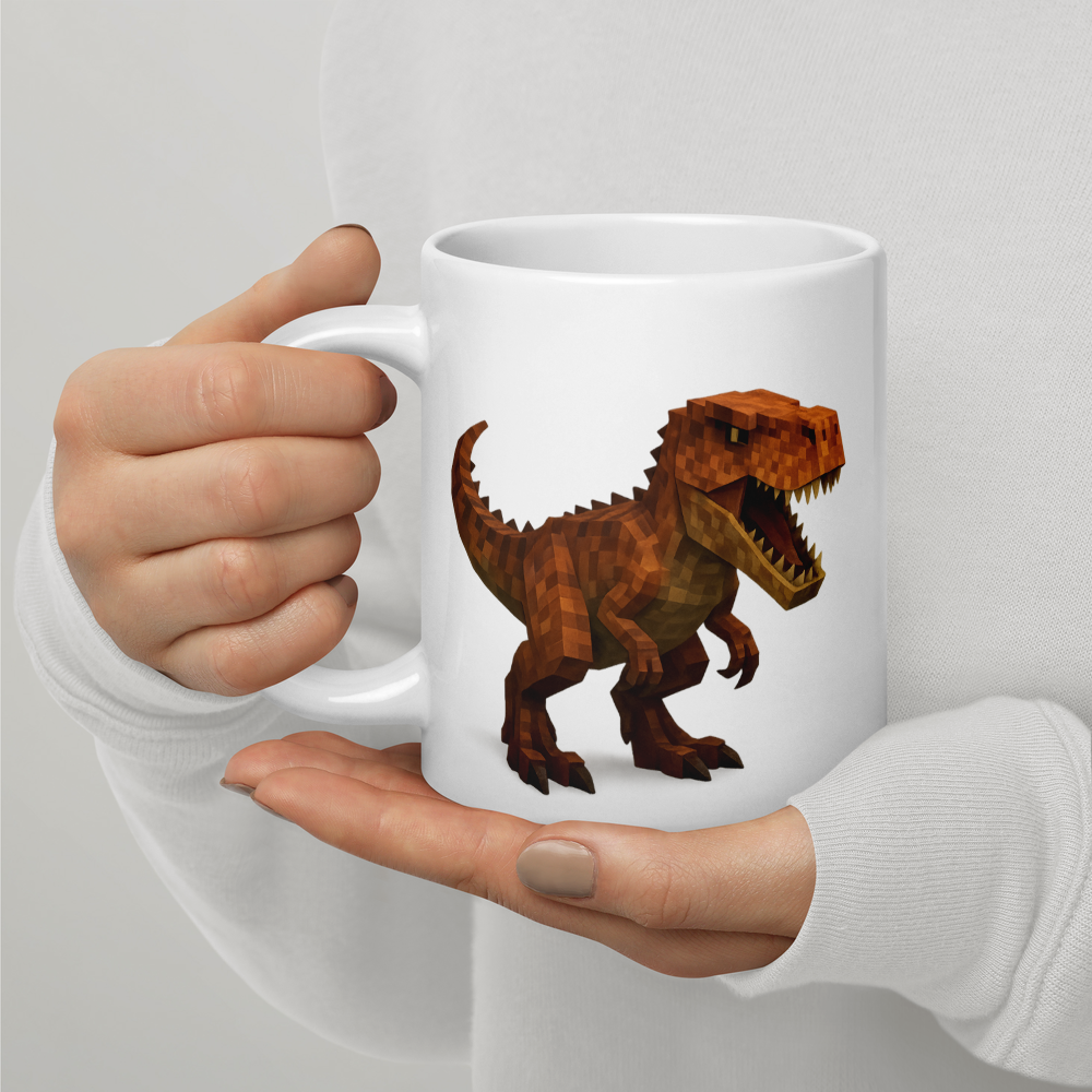 Coole Dino-Tasse im Pixel-Blockstil – perfekt für kleine Dino-Fans!
