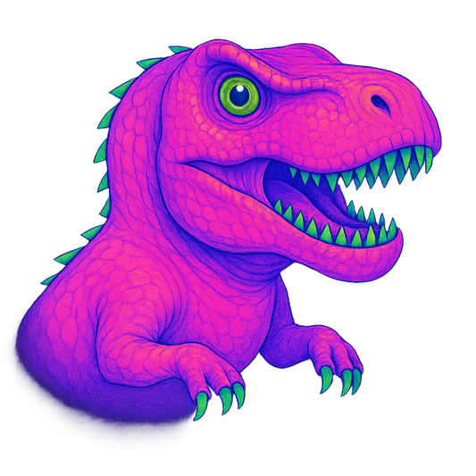 Weißer Keramikbecher mit Neon Dino-Motiv - für Kinder