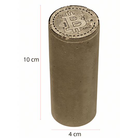 Bitcoin Talisman aus Stahlbeton mit Bewehrungsstahl. Handgegossene Skulptur