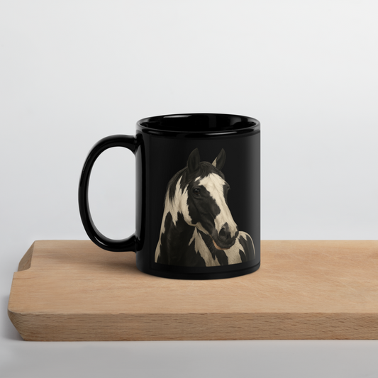 Wunderschöne Pferdetasse – Schwarze Keramik mit naturgetreuem Motiv