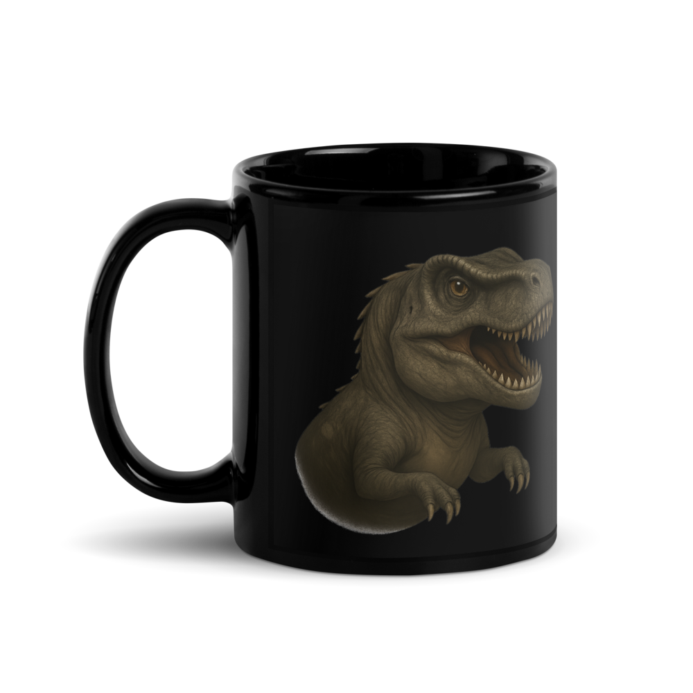 Schwarzer Keramikbecher mit Dino-Motiv - für Kinder