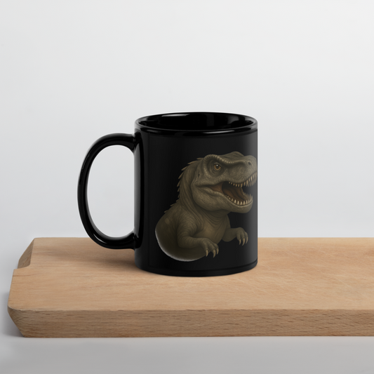 Schwarzer Keramikbecher mit Dino-Motiv - für Kinder