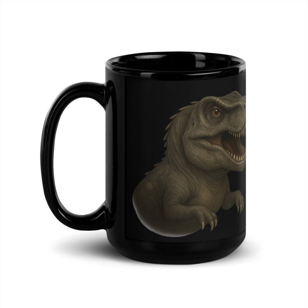 Schwarzer Keramikbecher mit Dino-Motiv - für Kinder