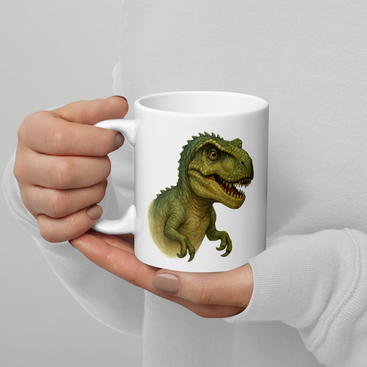 Weißer Keramikbecher mit Dino-Motiv - für Kinder