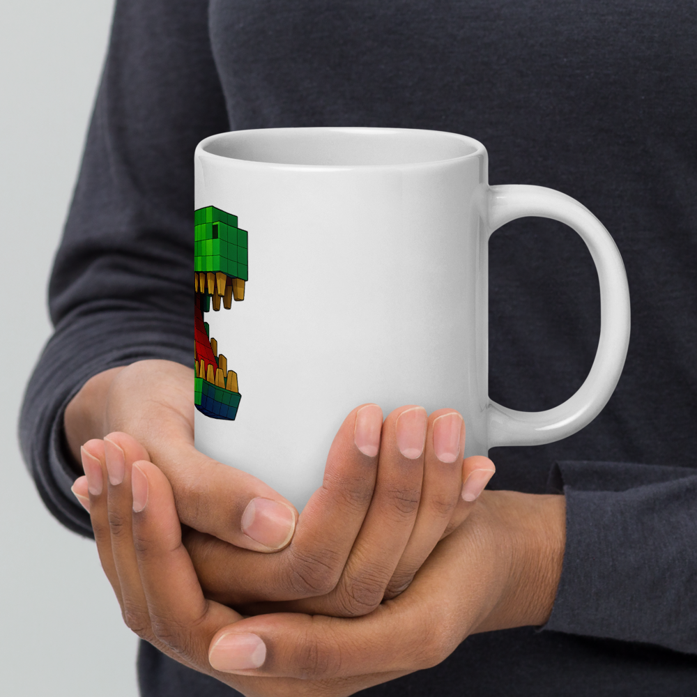 Pixelbauwelt Dino Keramiktasse – Bunt und gefährlich!