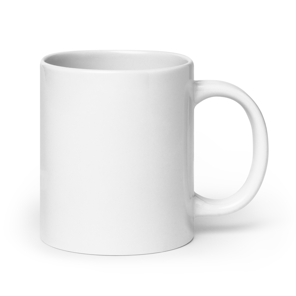 Grumpy Cat – Weiße, glänzende Tasse im Pixelbauwelt-Stil